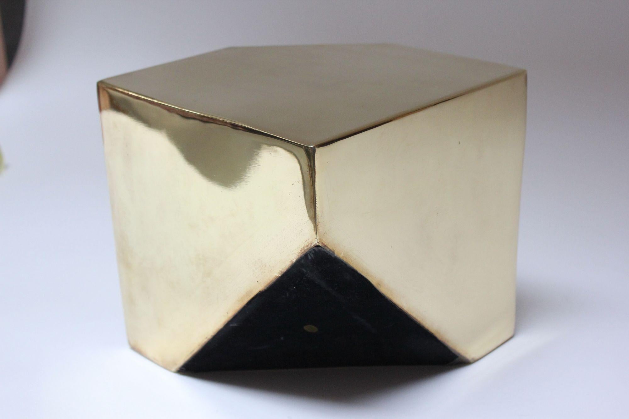 Post-Modernist Polished Brass Geometric Vase by James Johnston for Balos 9
