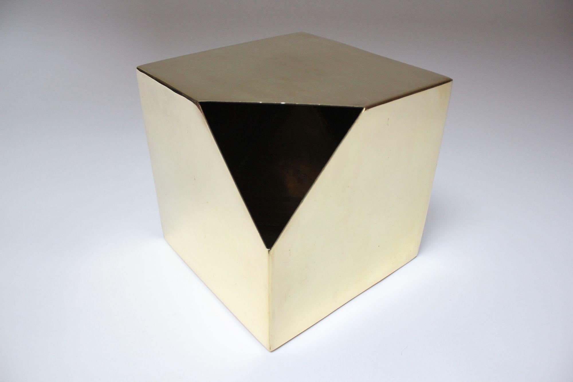 Post-Modernist Polished Brass Geometric Vase by James Johnston for Balos For Sale 10
