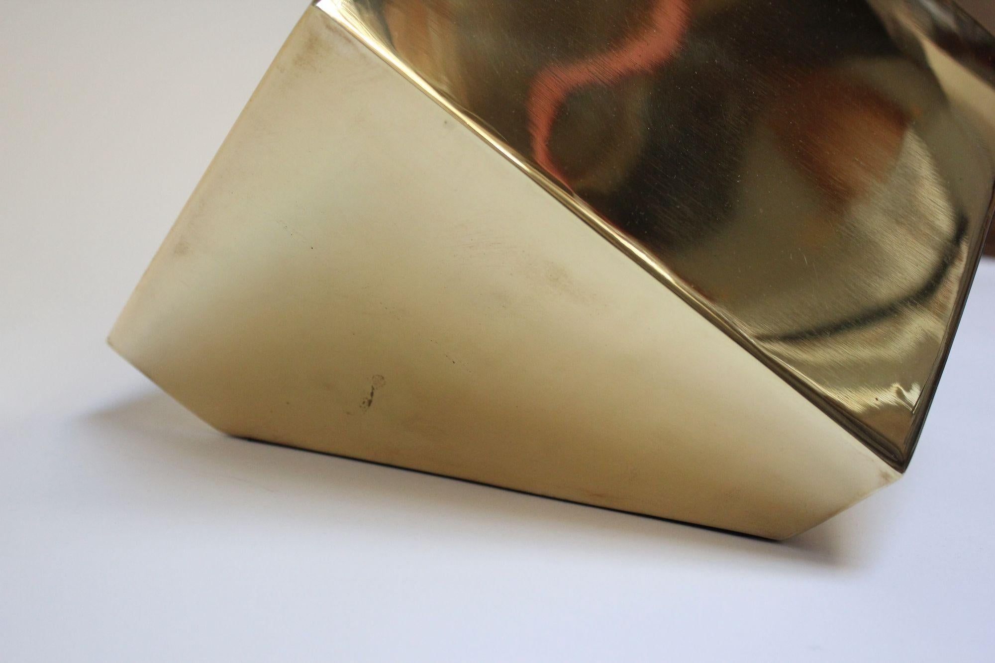 Post-Modernist Polished Brass Geometric Vase by James Johnston for Balos 6
