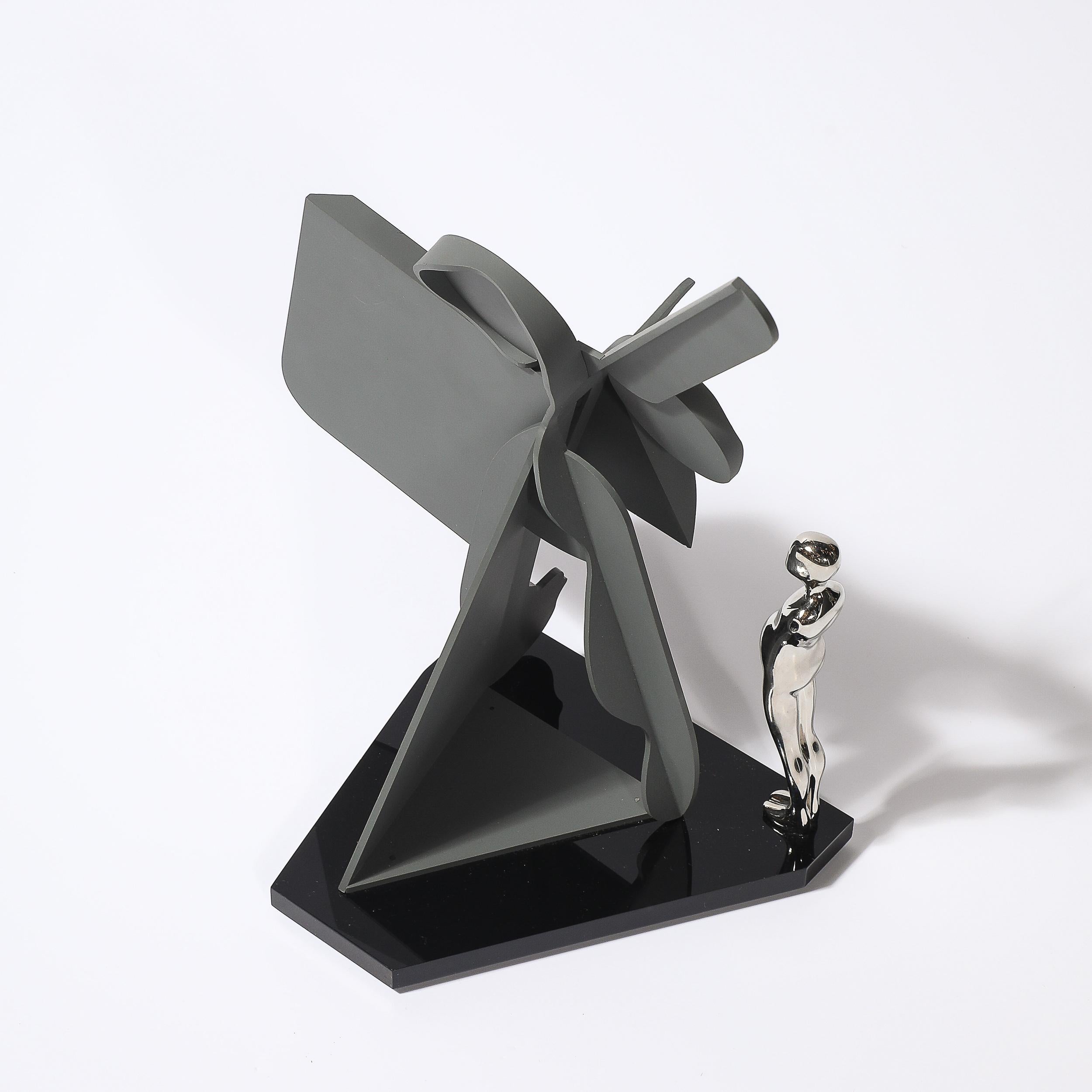 Postmodernistische Skulptur signiert Ernest Trova, Profil Canto #83 in Matt Gray im Angebot 7
