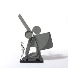 Postmodernistische Skulptur signiert Ernest Trova, Profil Canto #83 in Matt Gray