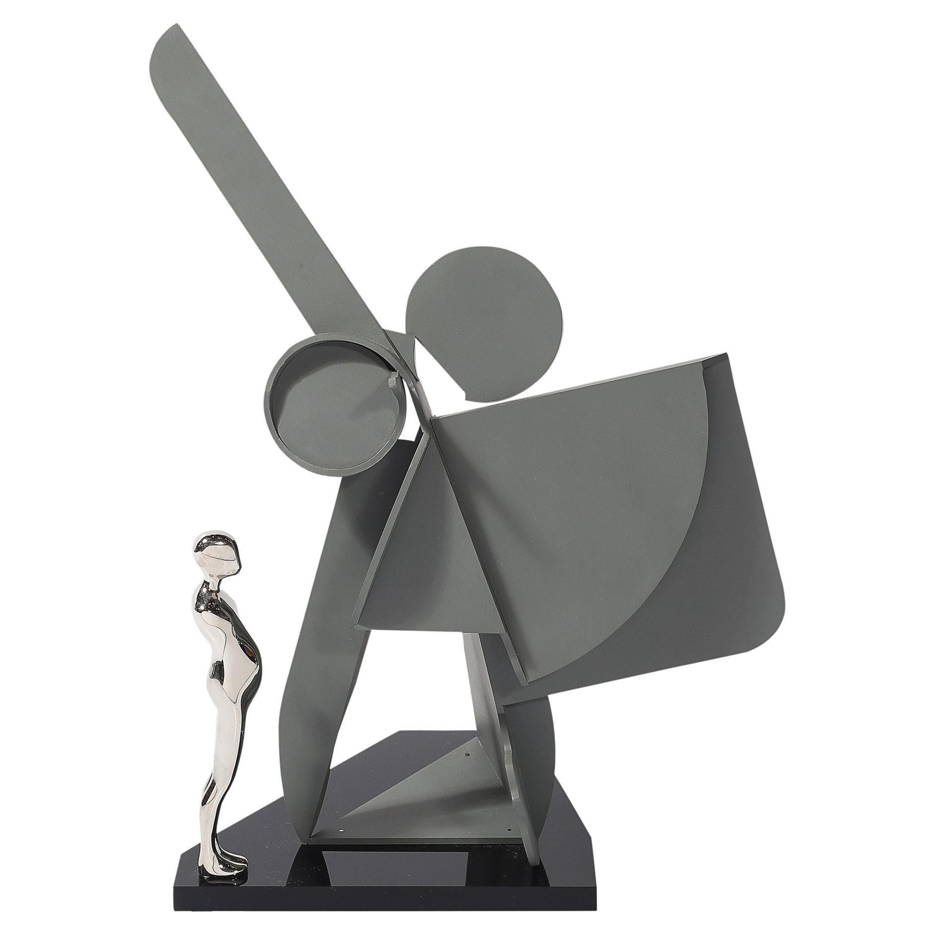Postmodernistische Skulptur signiert Ernest Trova, Profil Canto #83 in Matt Gray im Angebot