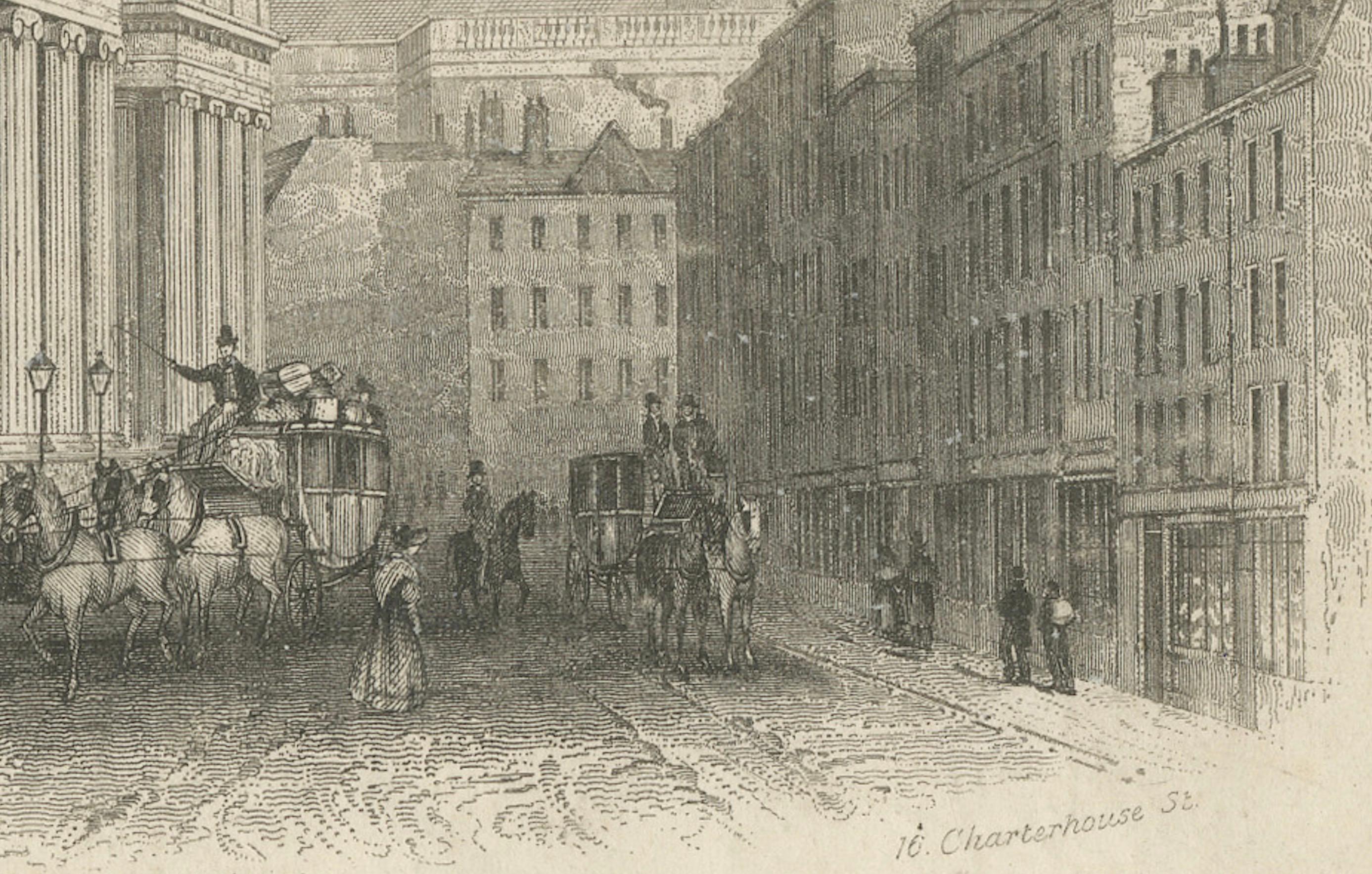 Postamt und St. Paul's Cathedral, London - Kupferstich von J. Shury, ca. 1850 im Zustand „Gut“ im Angebot in Langweer, NL