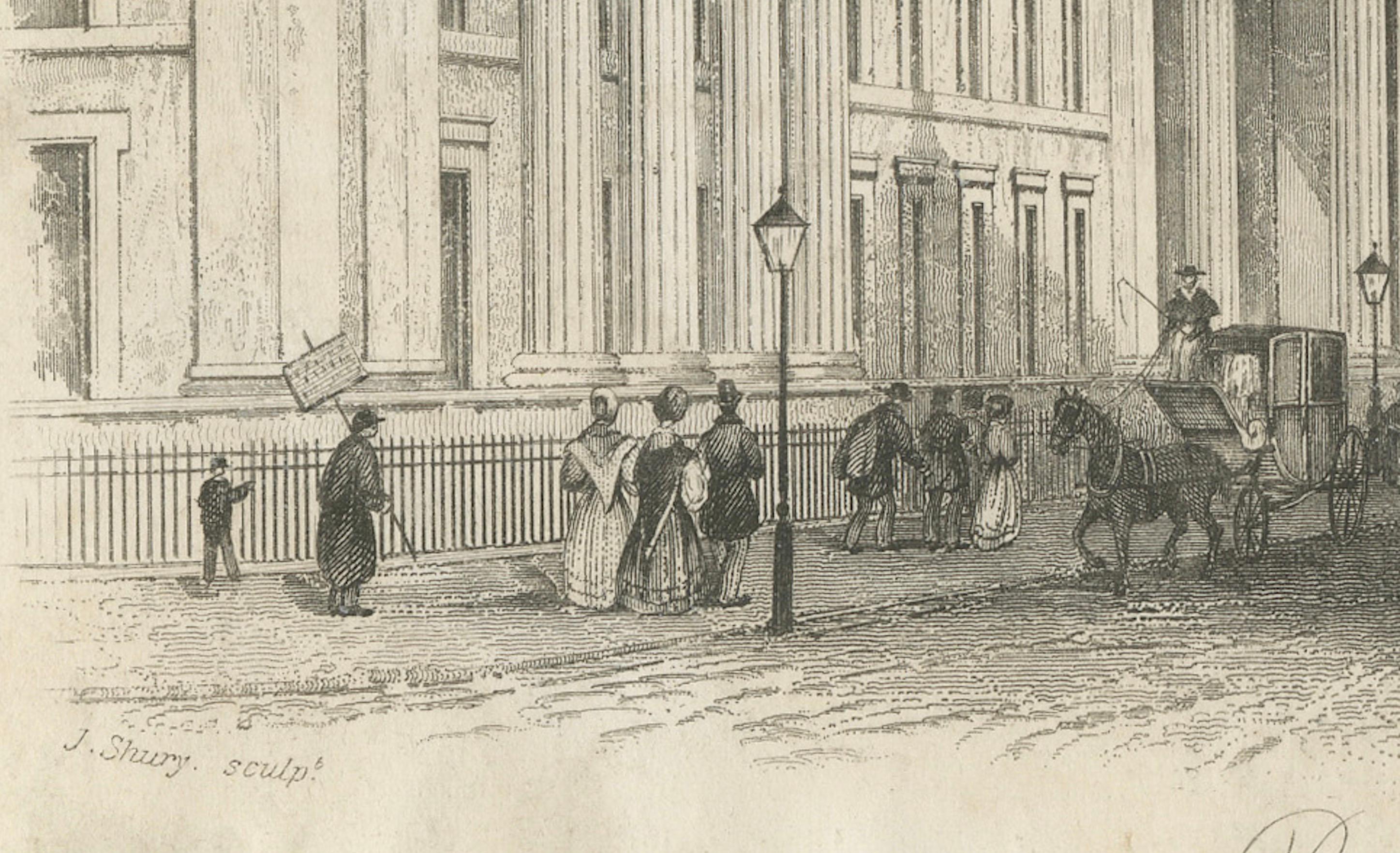 Postamt und St. Paul's Cathedral, London - Kupferstich von J. Shury, ca. 1850 (Papier) im Angebot