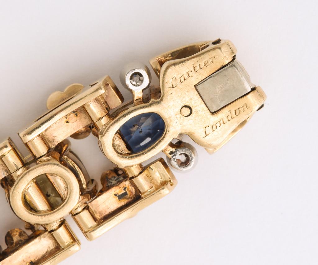  Cartier London Retro Multi-Color Sapphire Diamond Gold Bracelet 1