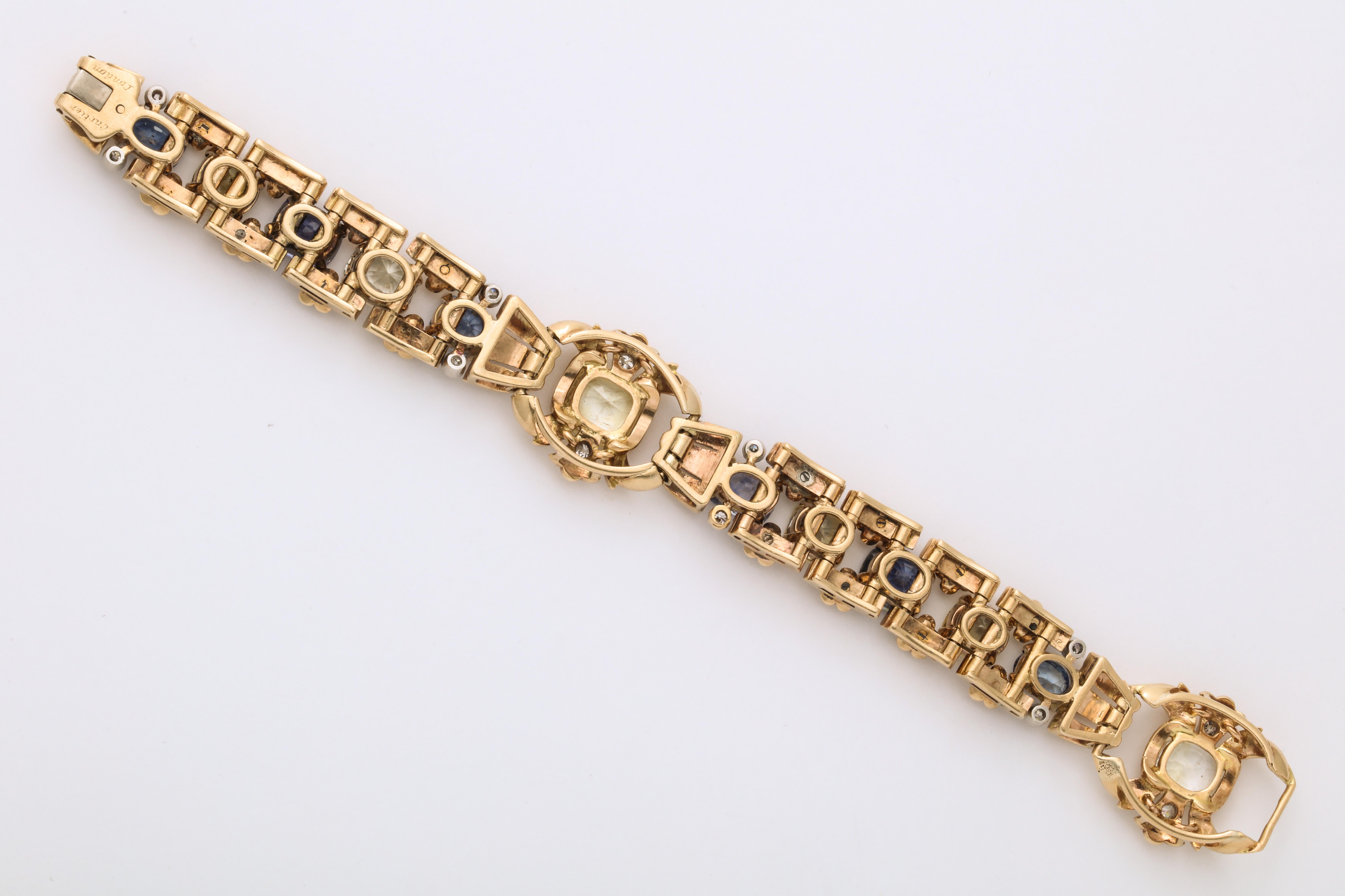  Cartier London Retro Multi-Color Sapphire Diamond Gold Bracelet 2