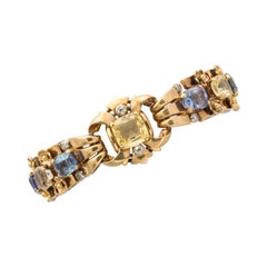  Cartier London Retro Multi-Color Sapphire Diamond Gold Bracelet