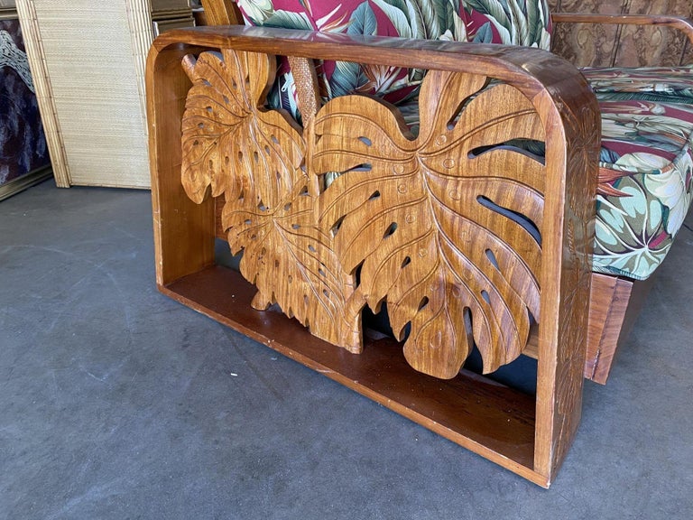 Post War Carved Koa Wood Tropical Mid Century Loveseat Sofa For Sale at 1stDibs tropical couch