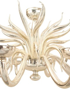 Murano Silvered Glass Chandelier, Eight Arms, Italian Post-War Design