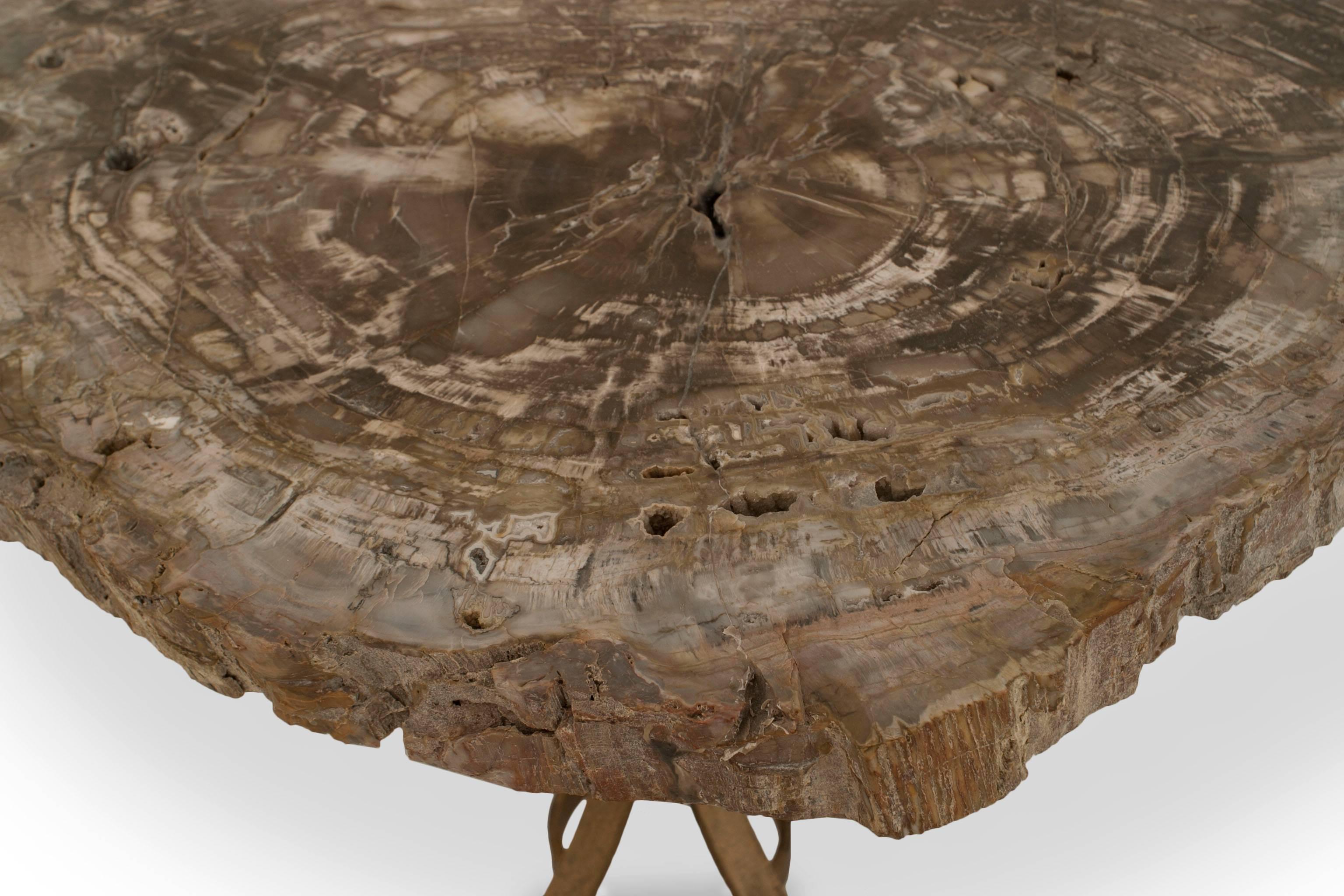 Post-Modern Post-War Design Petrified Wood Table For Sale