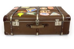 Post-War European Travel Suitcase with Period Stickers, 1950s