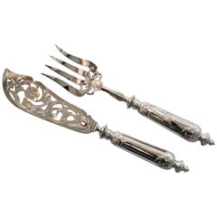 Retro Post War Fish Knife and Fork Serving Set