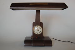 Post War Fluorescent Desk Lamp with Clock by Telechron