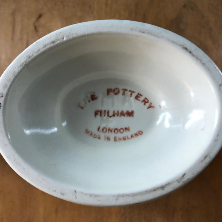 Post War Fulham Pottery Ivory Cream White Glazed Flower Arranging Vase