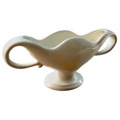 Vase à fleurs d'après-guerre en poterie de Fulham émaillé blanc crème ivoire