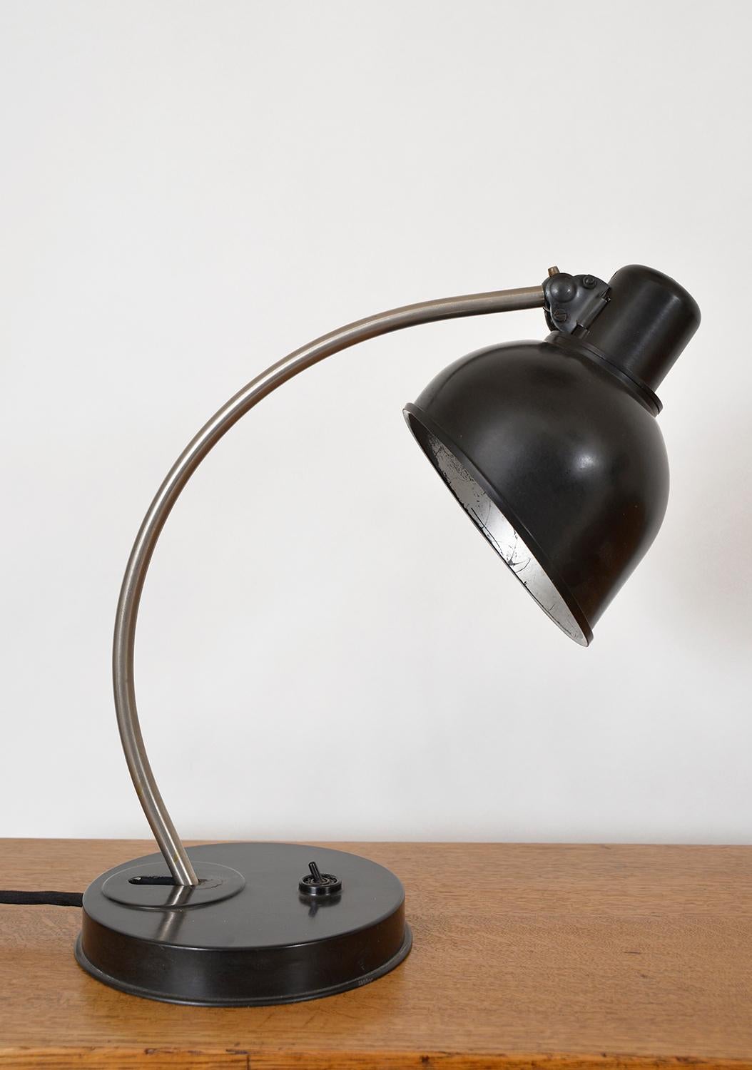 Bauhaus Post-War Helion Bakelite Desk Task Lamp East German Industrial 1950s MidCentury  For Sale