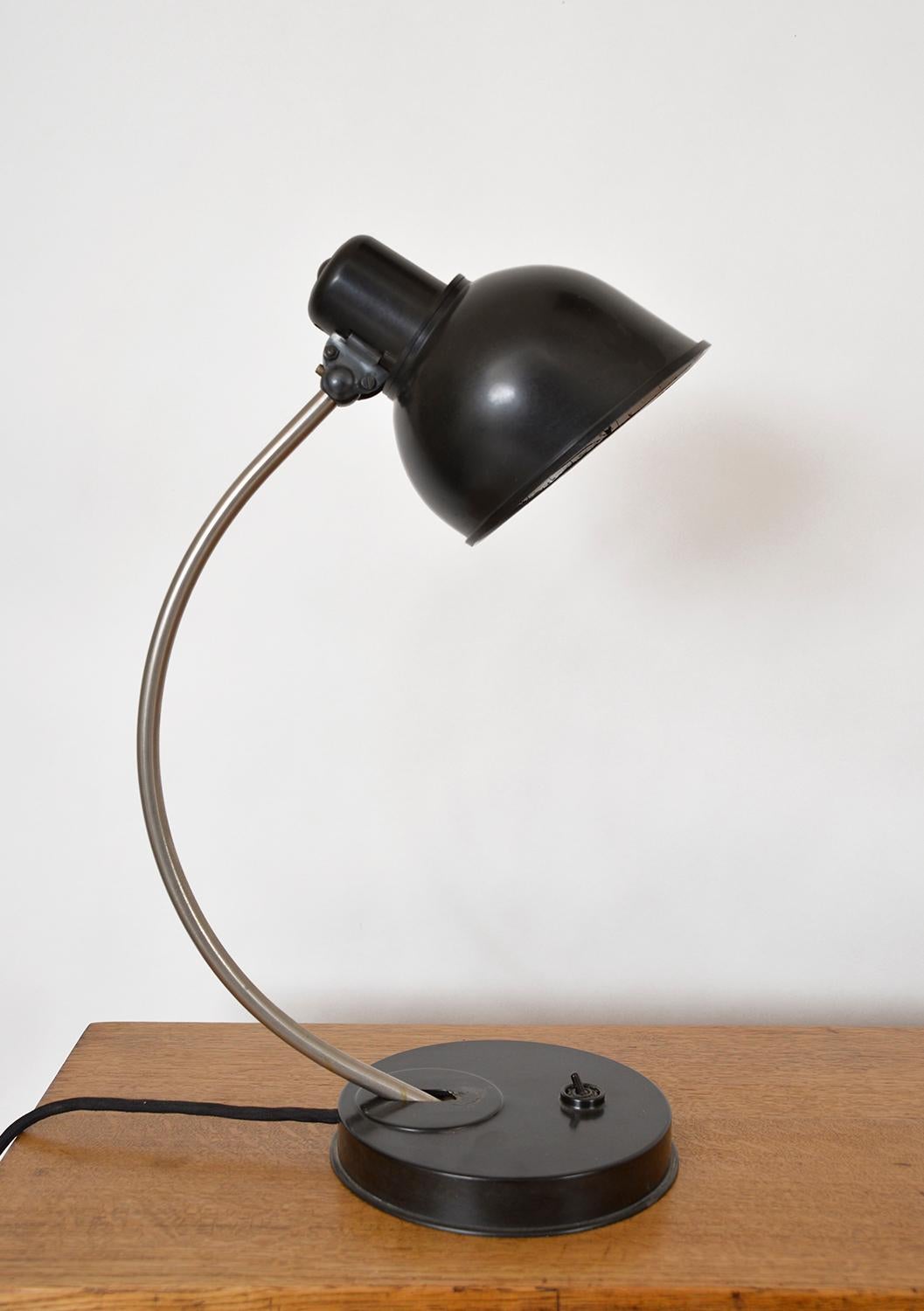 Brushed Post-War Helion Bakelite Desk Task Lamp East German Industrial 1950s MidCentury  For Sale