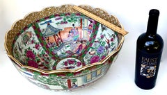 Post War, Large Centerpiece 16 1/2" Diameter "Chinese Export" Bowl. Famille Rose