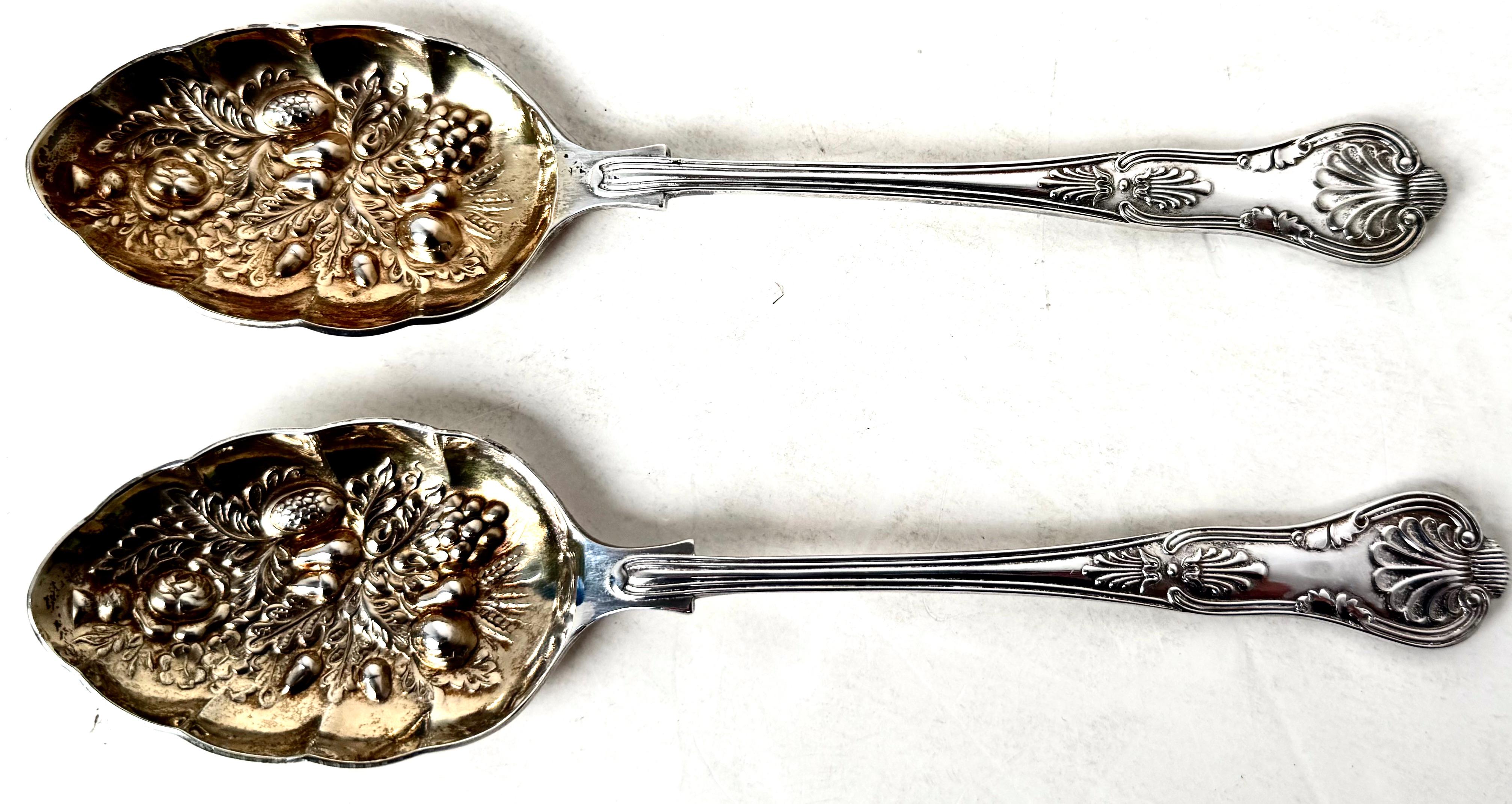 Post War Pair Silver Plate Salad Spoons in Original Case. In Good Condition For Sale In Incline Village, NV