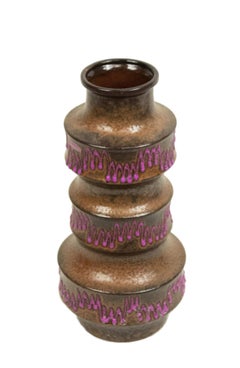 Post-War Scheurich Purple Ceramic Zig Zag Vase