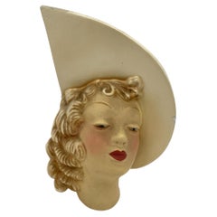 Buste de femme en résine d'après-guerre beauté jardinière
