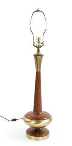 Post War Scandinavian Teak and Brass Table Lamps