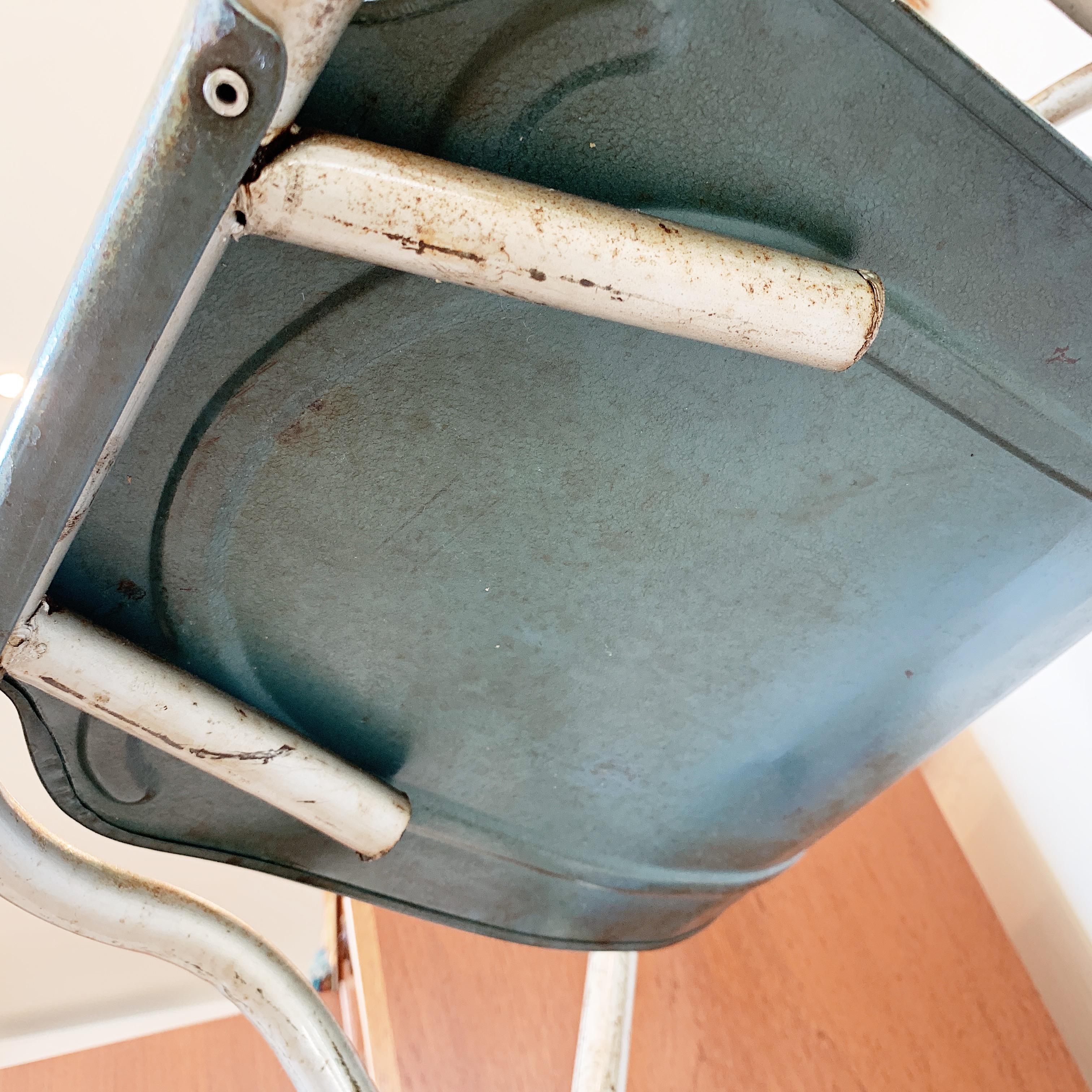 Post-War Sebel Stak-a-bye Garden Chairs with Steel Blue Pressed Metal Seats 4