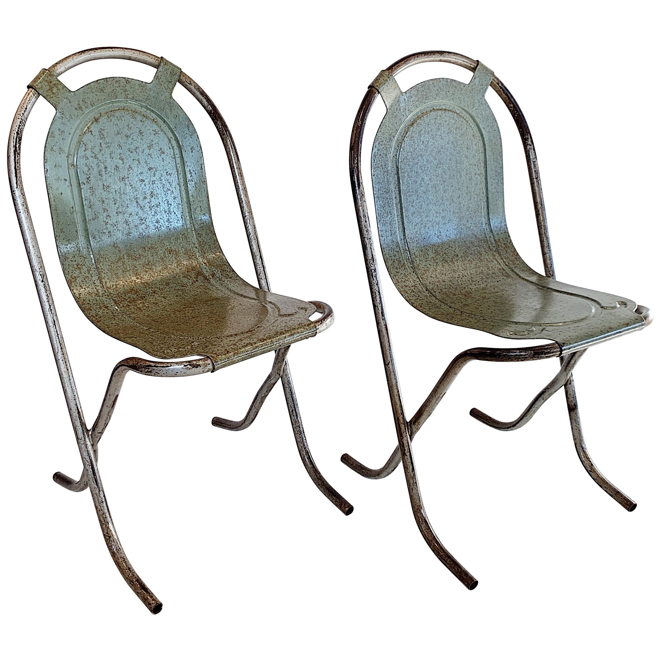 Post-War Sebel Stak-a-bye Garden Chairs with Steel Blue Pressed Metal Seats