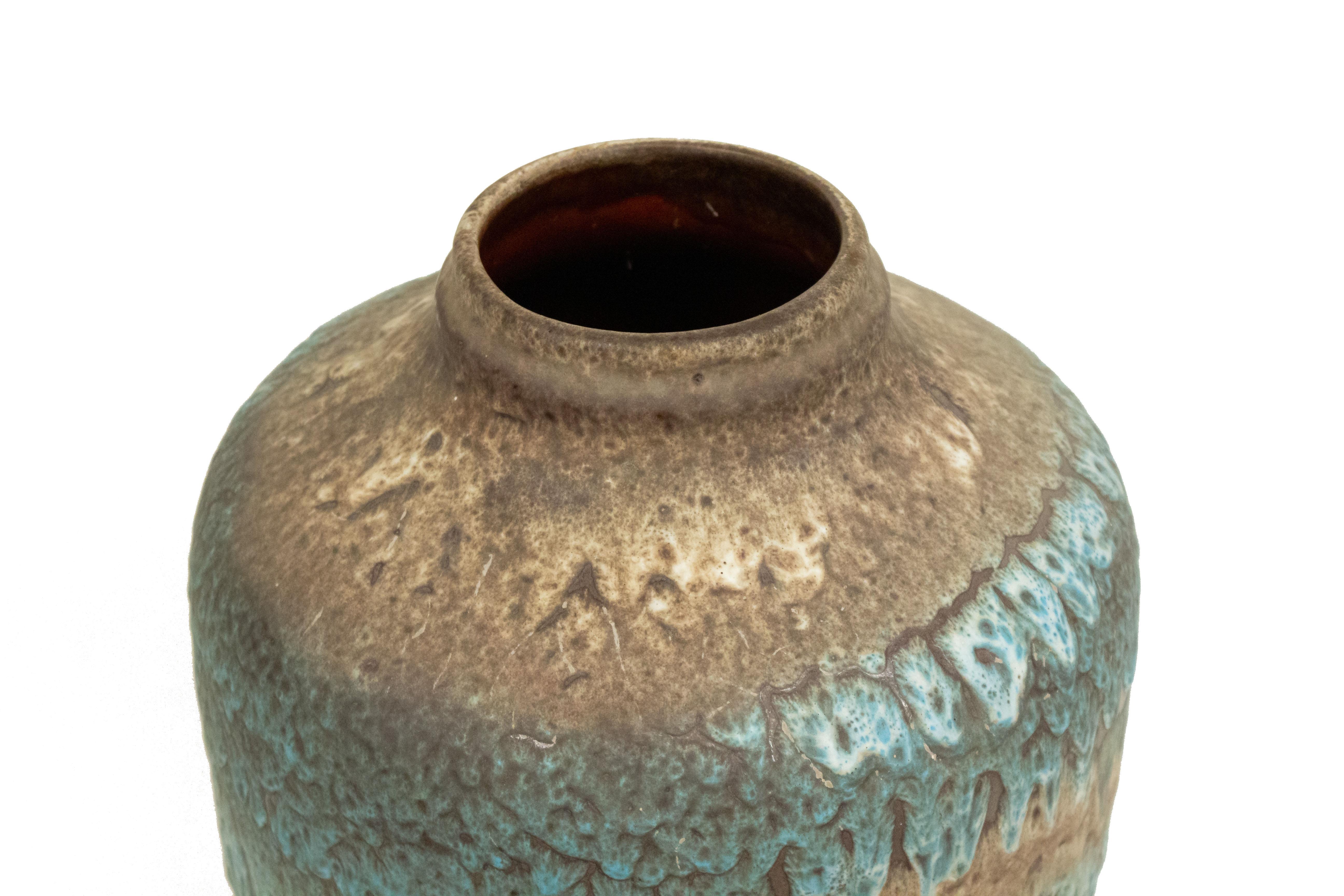 Moderne Vase en céramique bleu et orange de l'Allemagne de l'Ouest de l'après-guerre