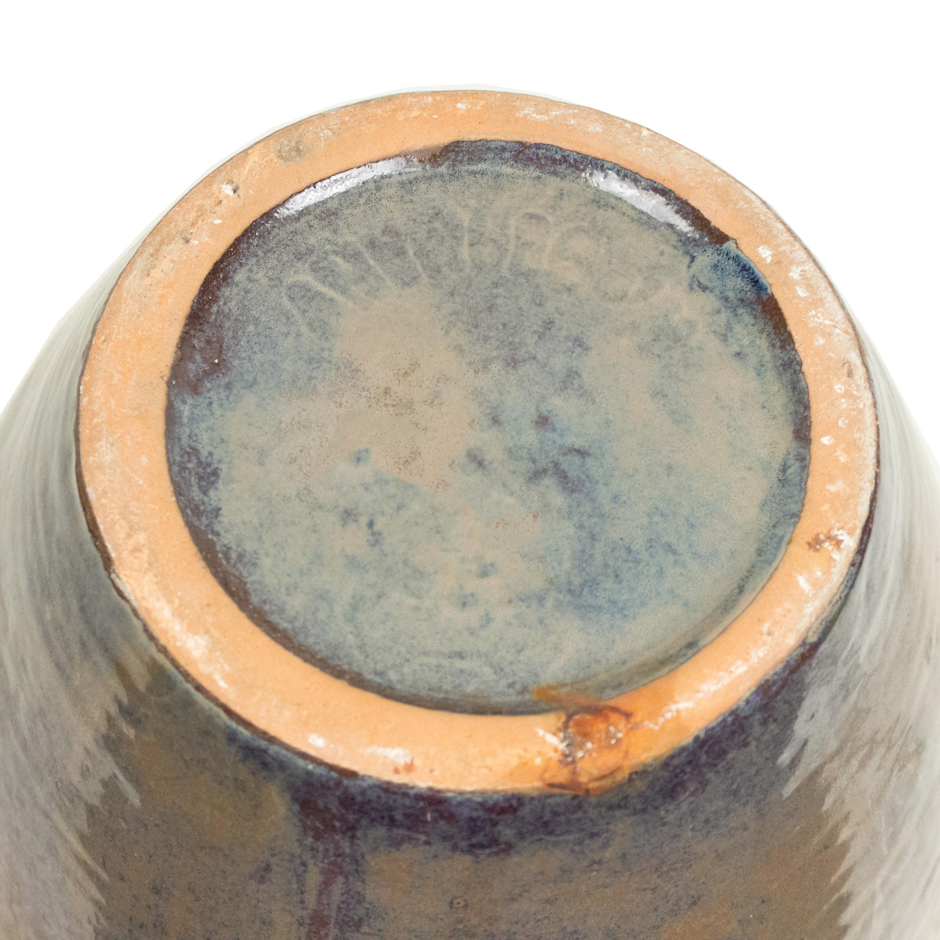 Céramique Vase en céramique bleu et orange de l'Allemagne de l'Ouest de l'après-guerre