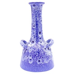 Vaso in ceramica blu con manici della Germania Ovest del dopoguerra