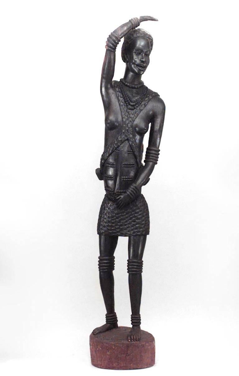 20th Century Pair of Monumental African Ebonized Figures For Sale