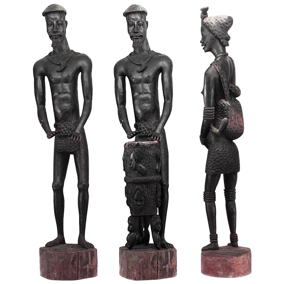 Pair of Monumental African Ebonized Figures