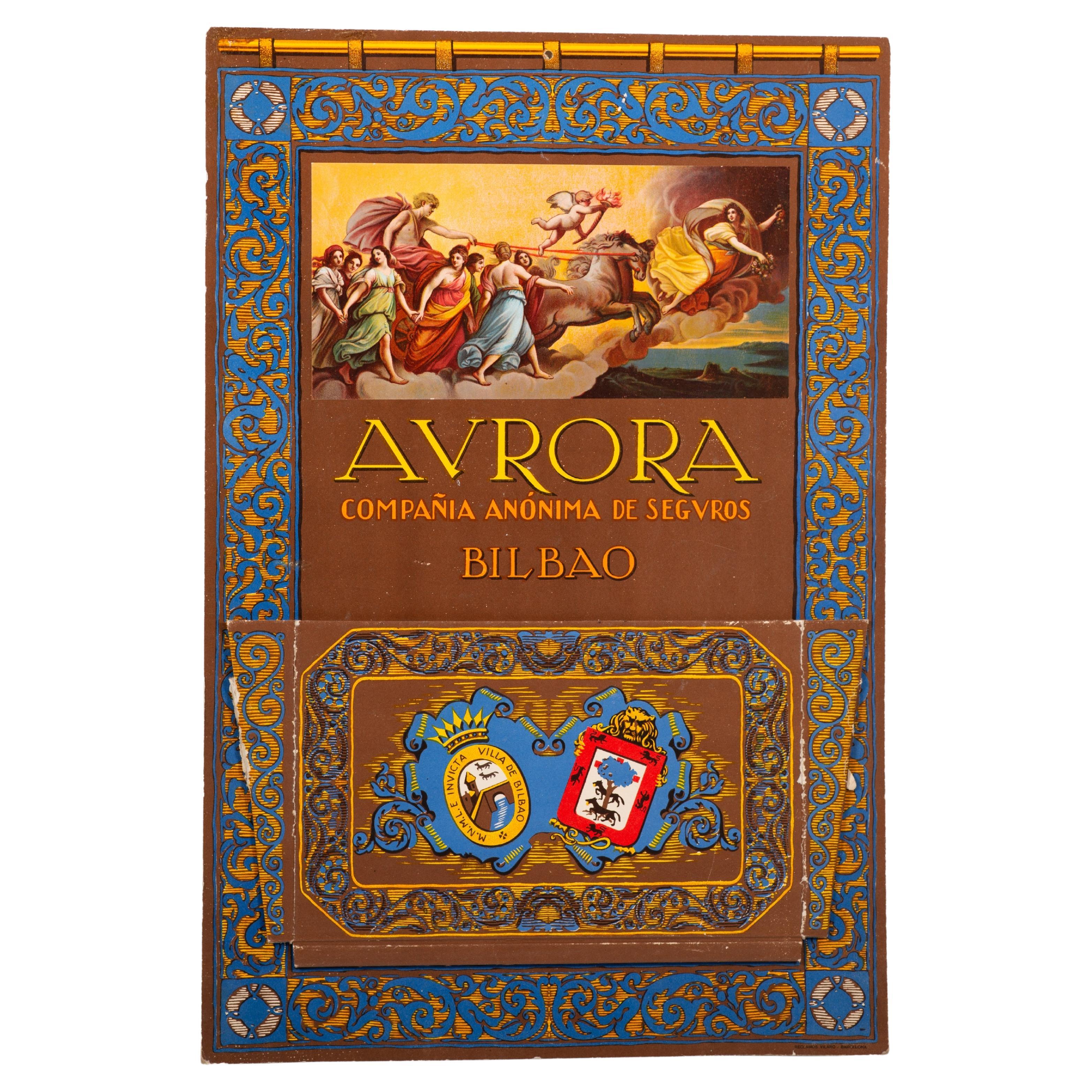 Poster, Aurora Insurance Company. Cartone. Spagna, prima metà del XX secolo.