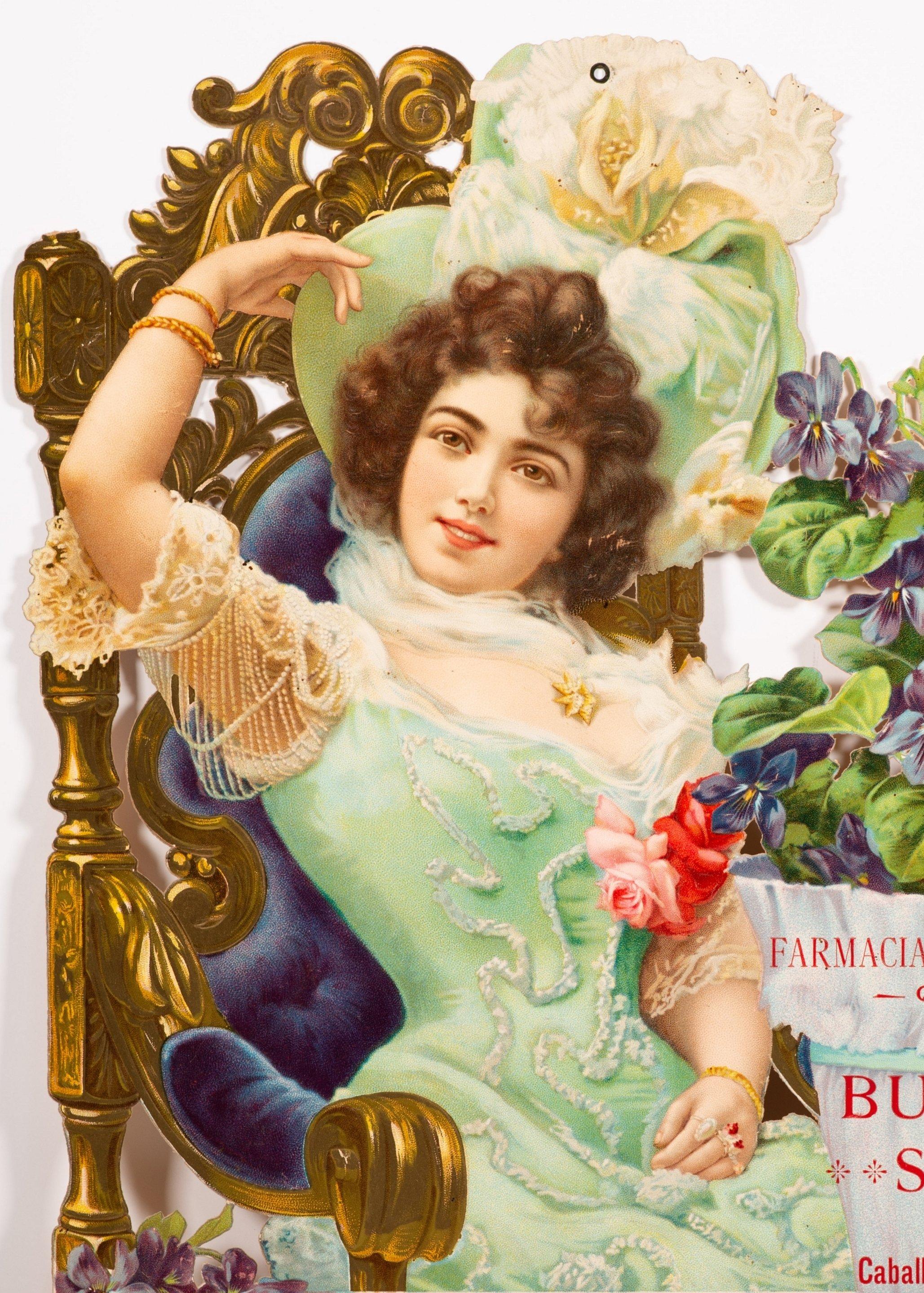  Affiche de Buen Suceso Pharmacy and Chemical Laboratory à Jerez de la Frontera Carton. Probablement en Espagne, vers la première moitié du XXe siècle.
 Il présente des marques. 
Affiche pour l'intérieur d'un magasin annonçant la pharmacie et le