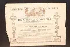 Poster, Bullring of Seville. Printed paper, framed. Seville, 1877.