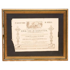 Cartel, Plaza de Toros de Sevilla. Papel impreso, enmarcado. Sevilla, 1877.