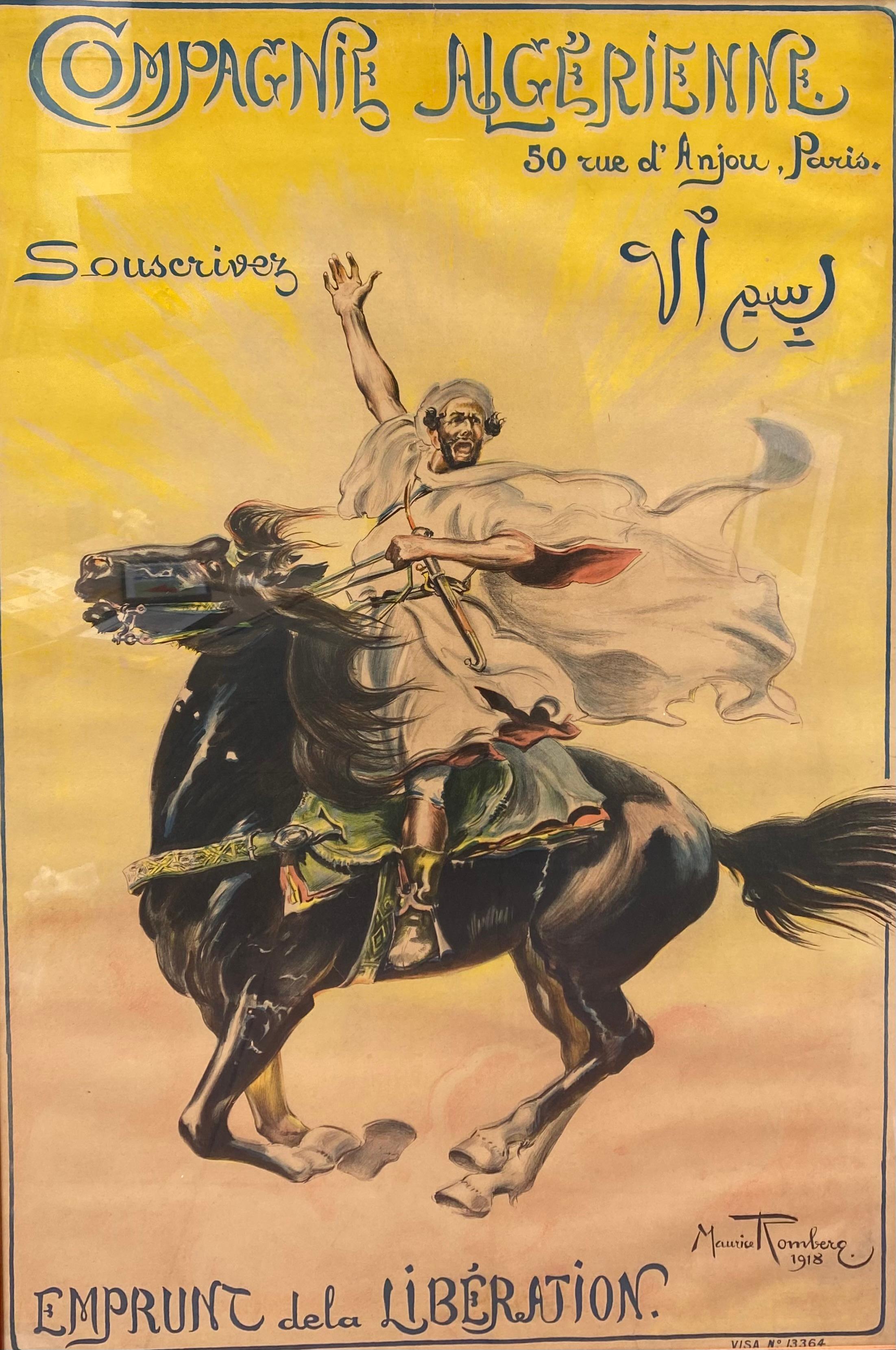 Poster Compagnie Algérienne, Maurice Romberg, 1918, Compagnie Algérienne  In Good Condition For Sale In Saint ouen, FR