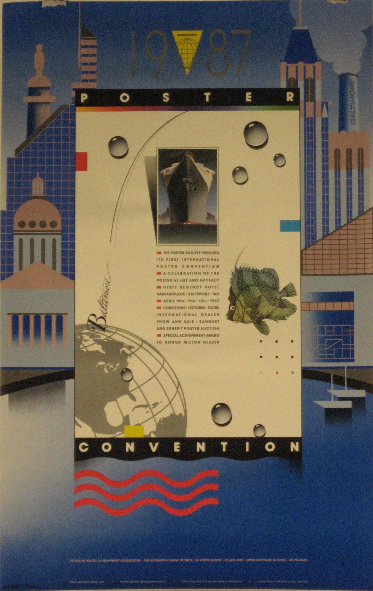 Artist: Illegible

Date of Origin: 1987

Medium: Original Offset Lithograph Vintage Poster

Size: 24” x 38”

 

Poster for the First International Poster Convention held in a hotel in Baltimore Harbor. The convention included exhibitions,