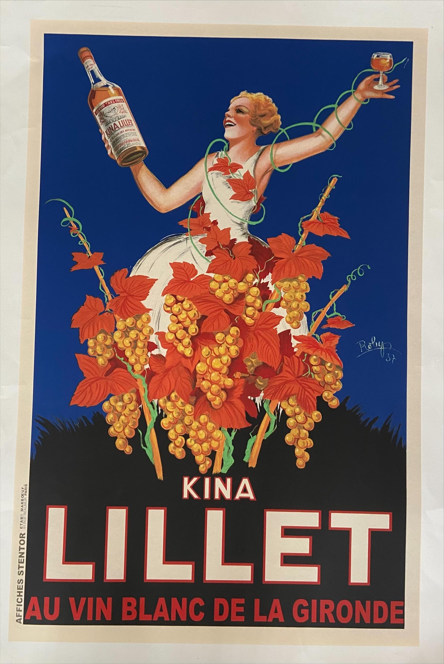 Poster Kina Lillet - Robys (Robert Wolff)
Lithographie auf Leinwand aufgezogen
1937
Stentor-Druck
130x197cm
Unterzeichnet und datiert
In sehr gutem Zustand.