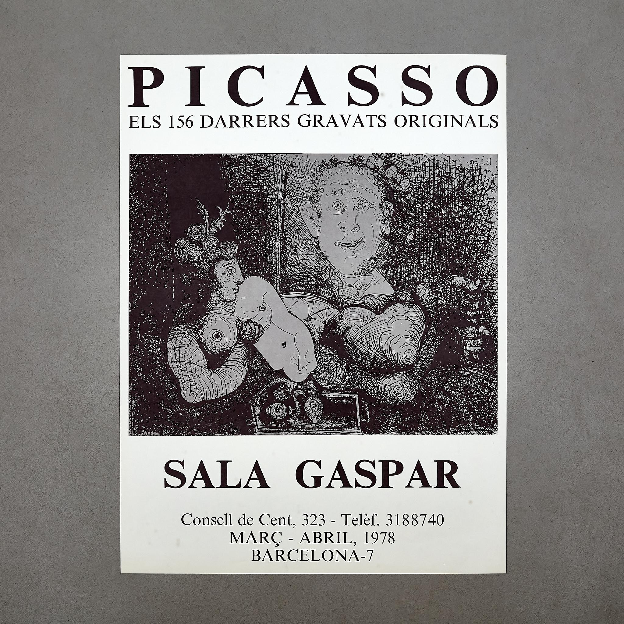 Poster of the exhibition Gaspar Room. 156 Engravings by Picasso.

Manufactured in Spain, circa 1978.

In original condition with minor wear consistent of age and use, preserving a beautiful patina.

Materials: 
Paper 

Dimensions: 
D 0.1 cm x W 45