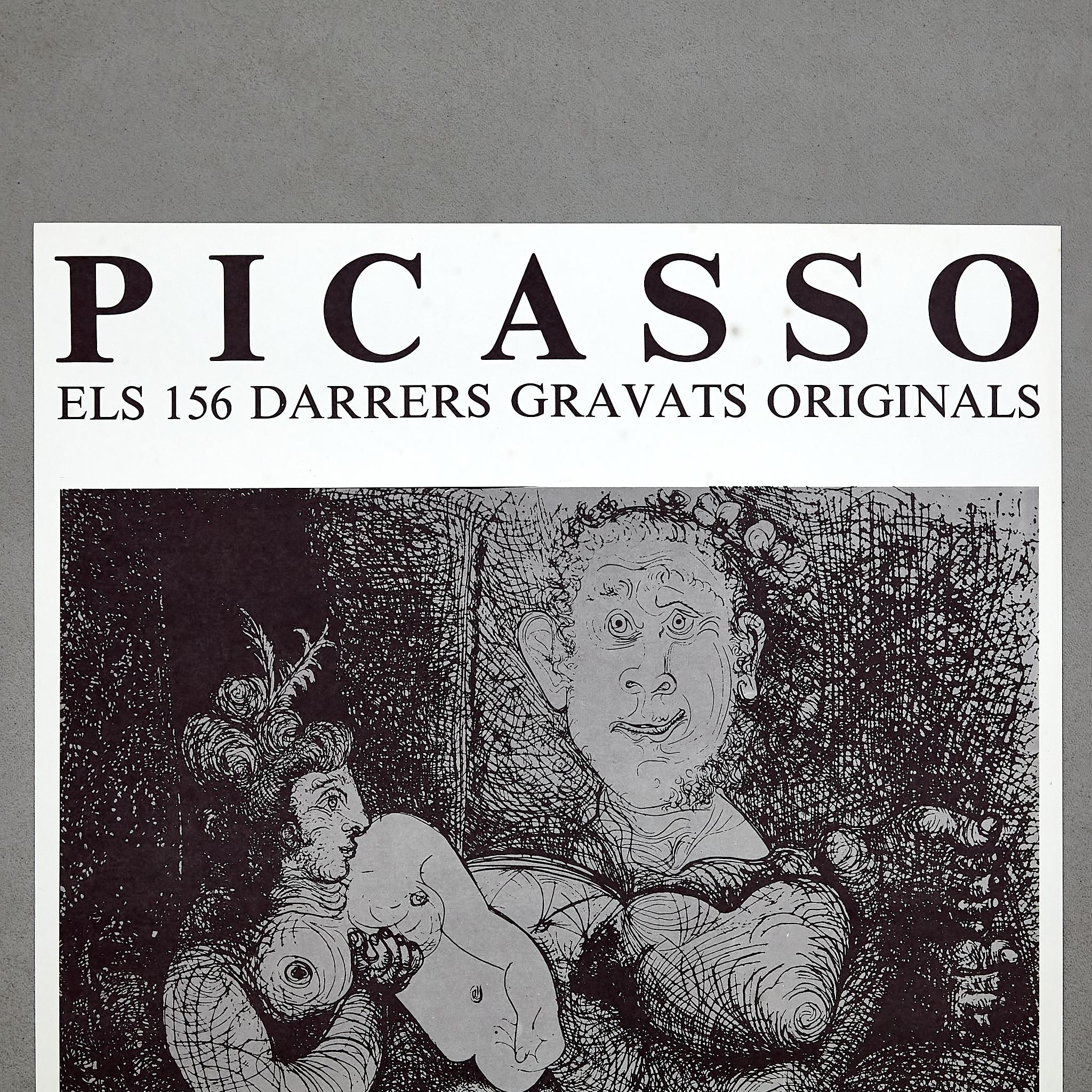 Mid-Century Modern Poster of the exhibition Gaspar Room. 156 Engravings by Picasso, circa 1978 For Sale