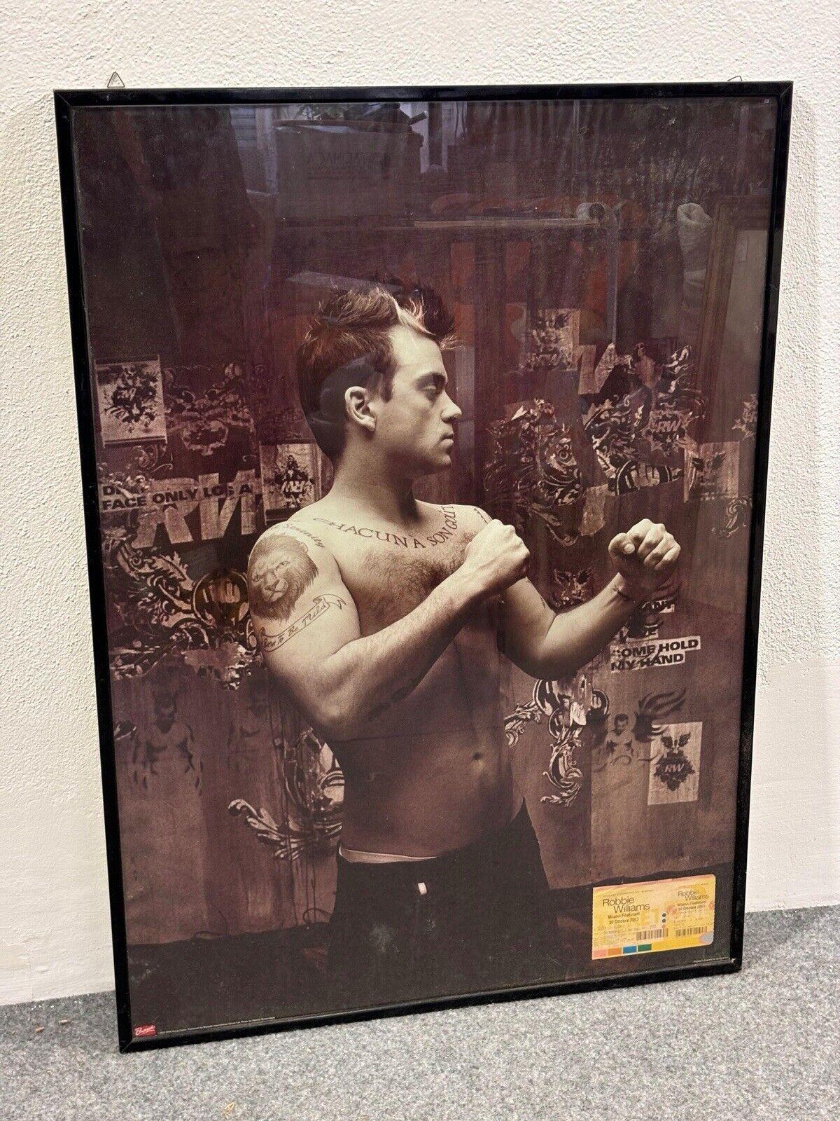 Italian Poster Robbie Williams con Biglietto Concerto Milano 30 Ottobre 2003 in vendita