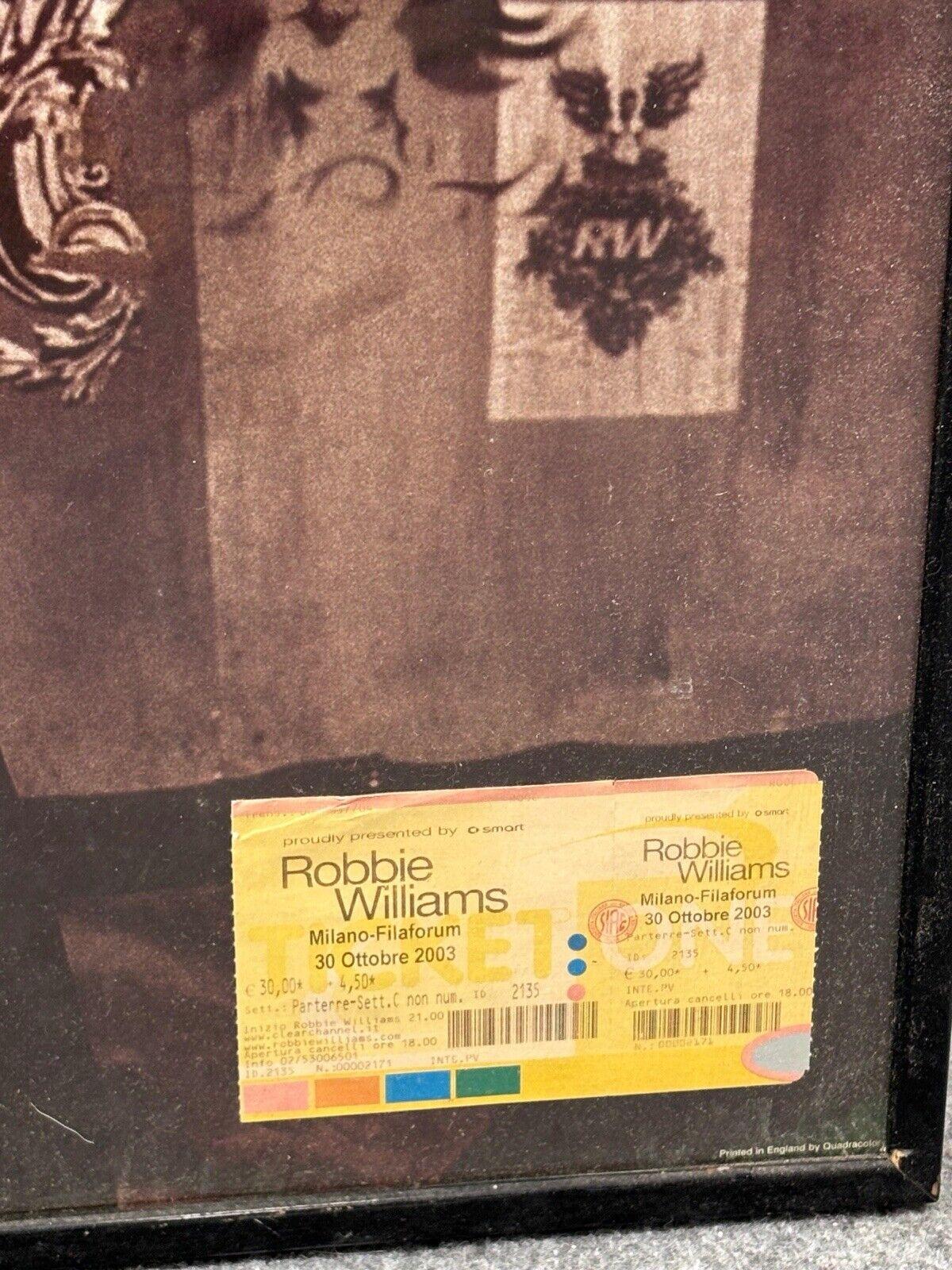 Periodo contemporaneo Poster Robbie Williams con Biglietto Concerto Milano 30 Ottobre 2003 in vendita