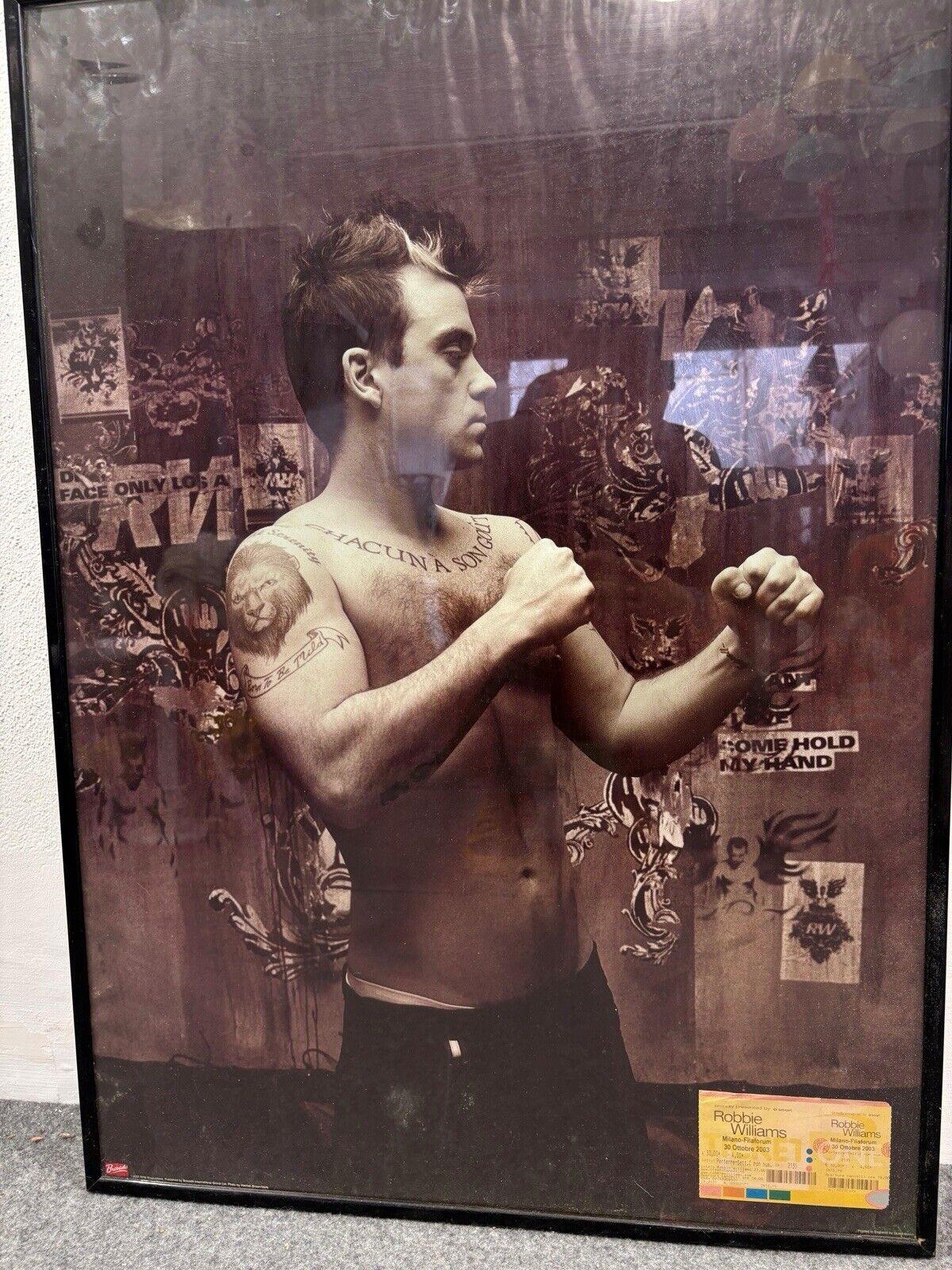 Carta Poster Robbie Williams con Biglietto Concerto Milano 30 Ottobre 2003 in vendita