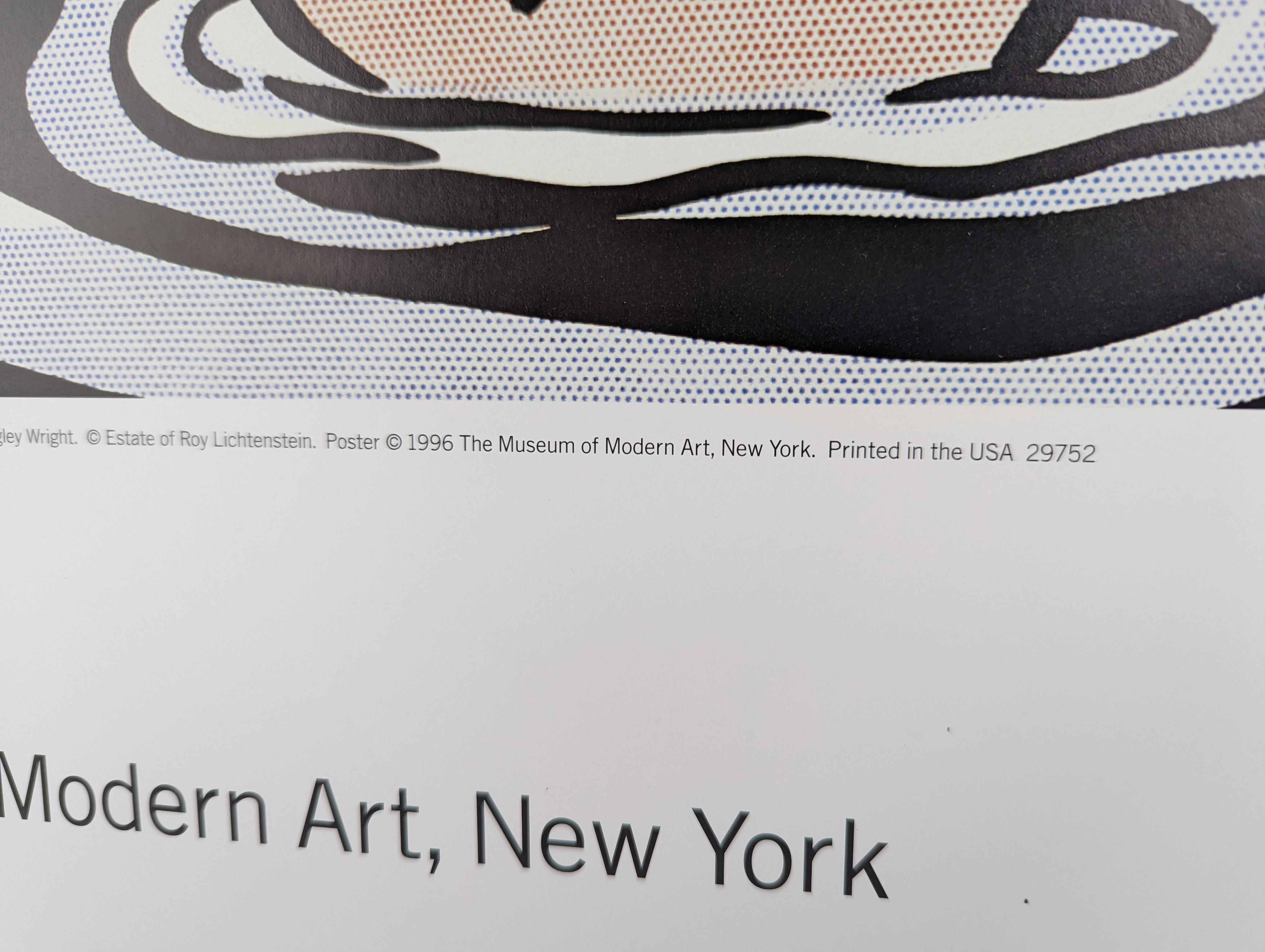 1996 poster released by the Museum of Modern Art, New York of Roy Lichtenstein's Drowning Girl. The work is attached to the bottom and is framed.