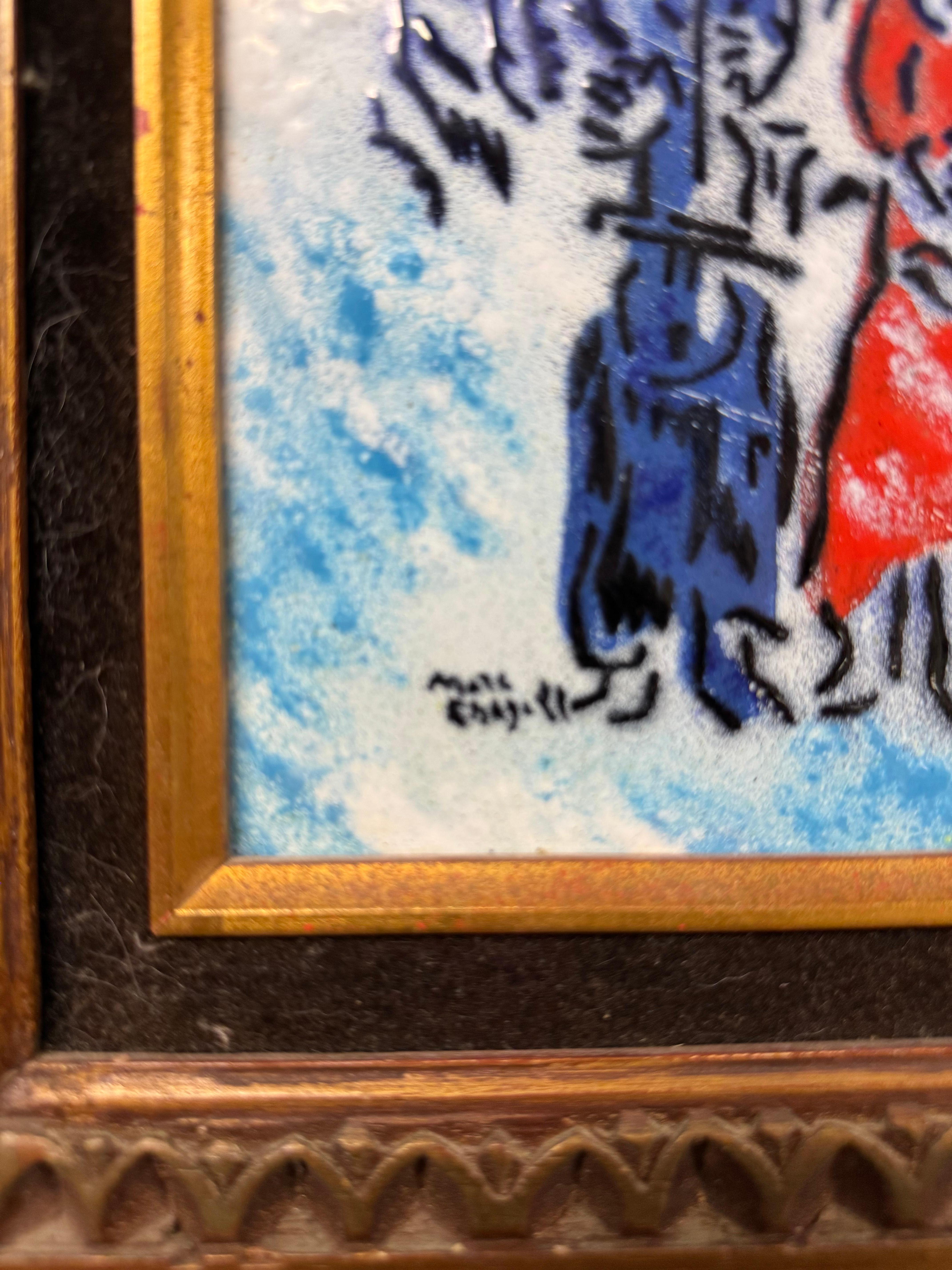 Mid-Century Modern Posthumorous Marc Chagall Enamel on Copper plate artwork For Sale