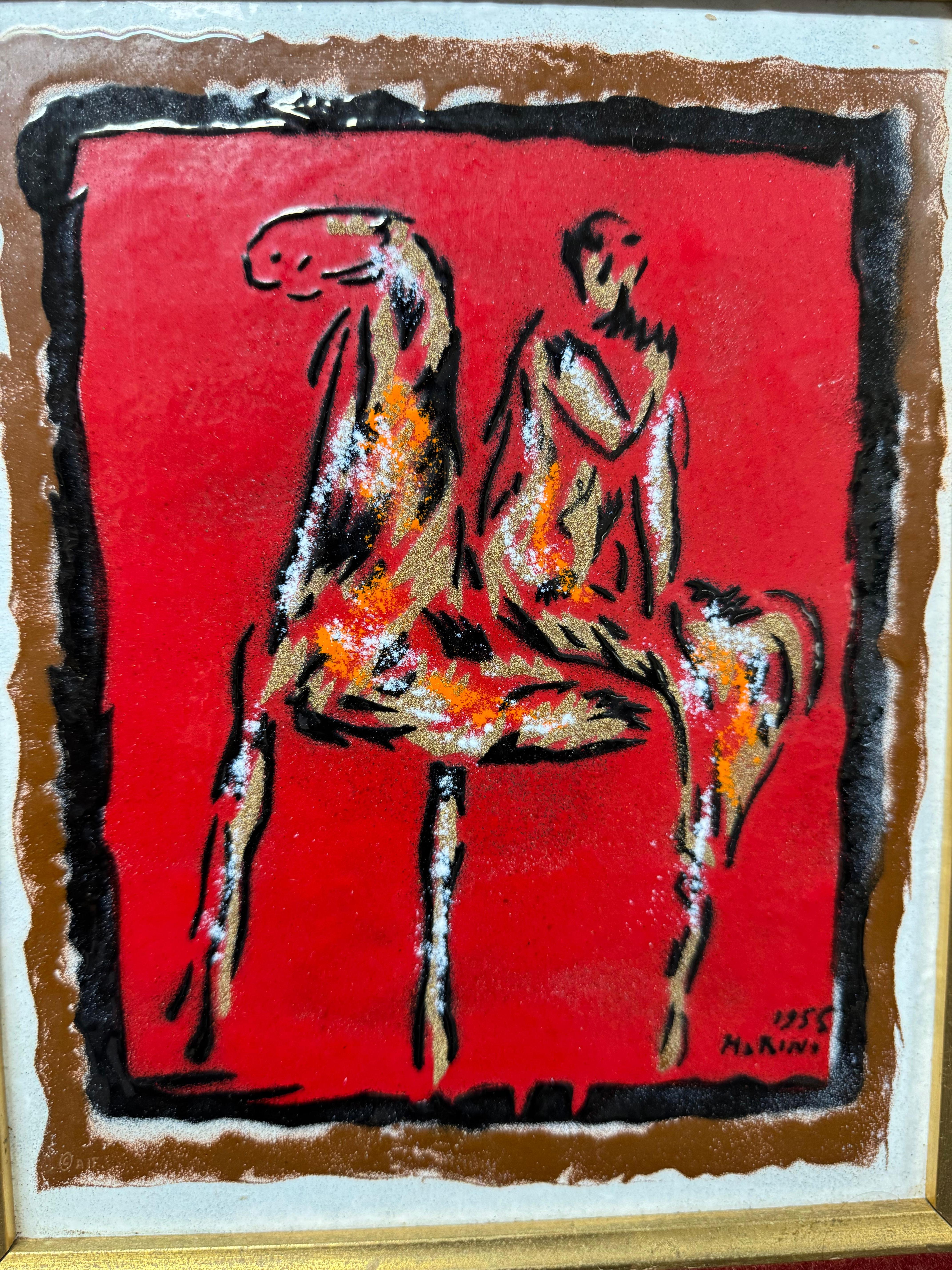 Obra póstuma de Marino Marini Esmalte sobre placa de cobre Moderno de mediados de siglo en venta