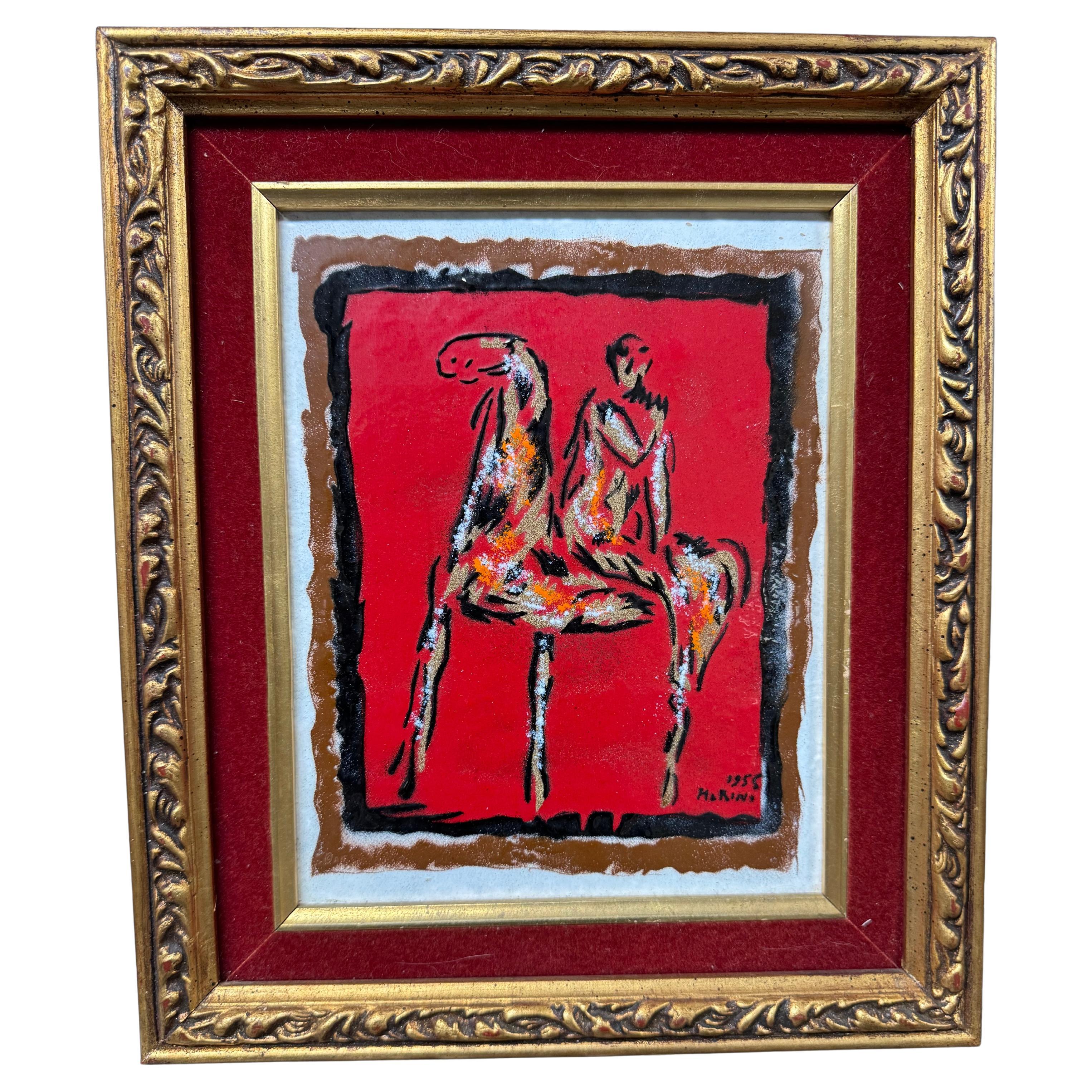 Obra póstuma de Marino Marini Esmalte sobre placa de cobre en venta