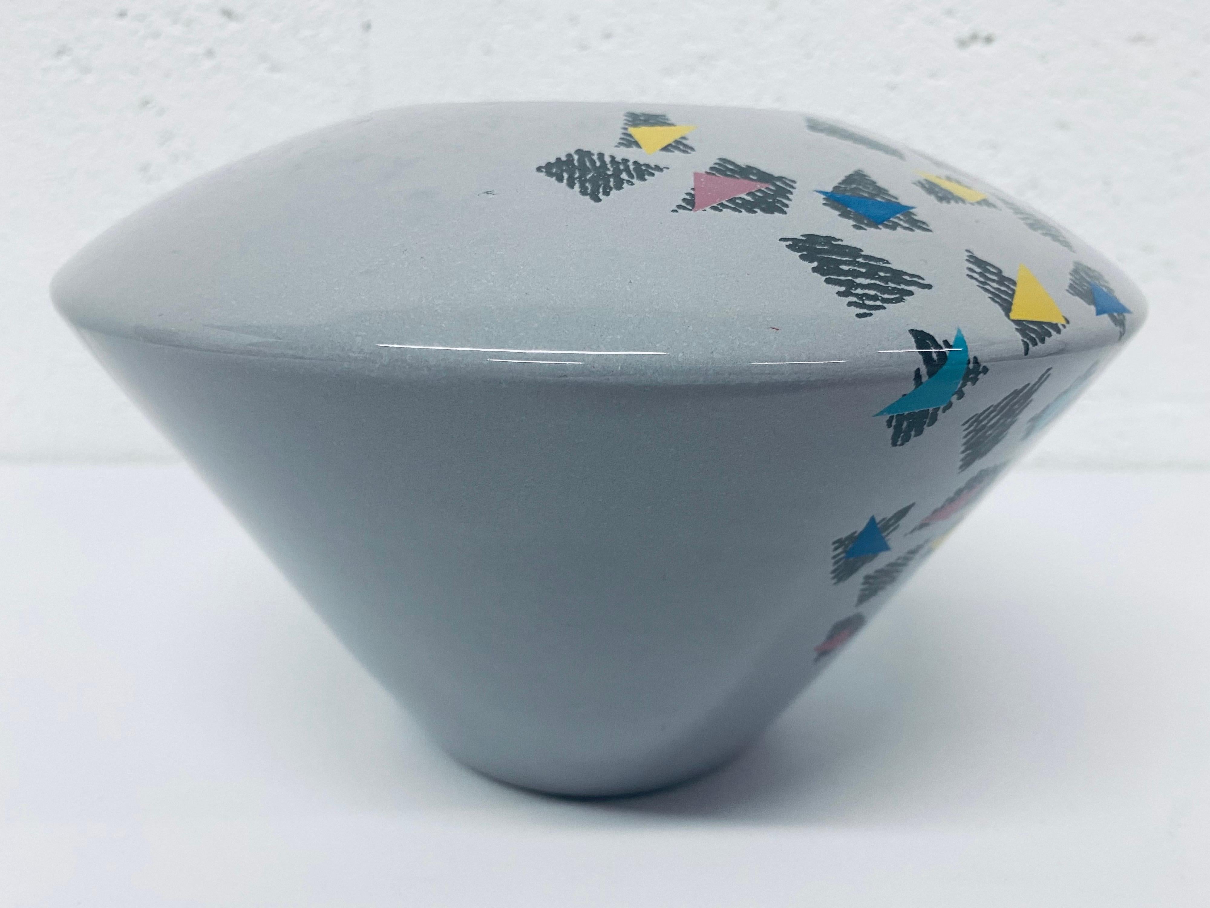 Post-Modern Postmodern Geometric Ceramic Vase Signed Baldelli For Sale